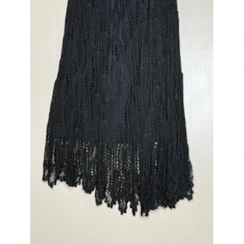 Mix Nouveau Black Crochet Maxi Skirt Asymmetrical Handkerchief Hem Boho M - Picture 4 of 8